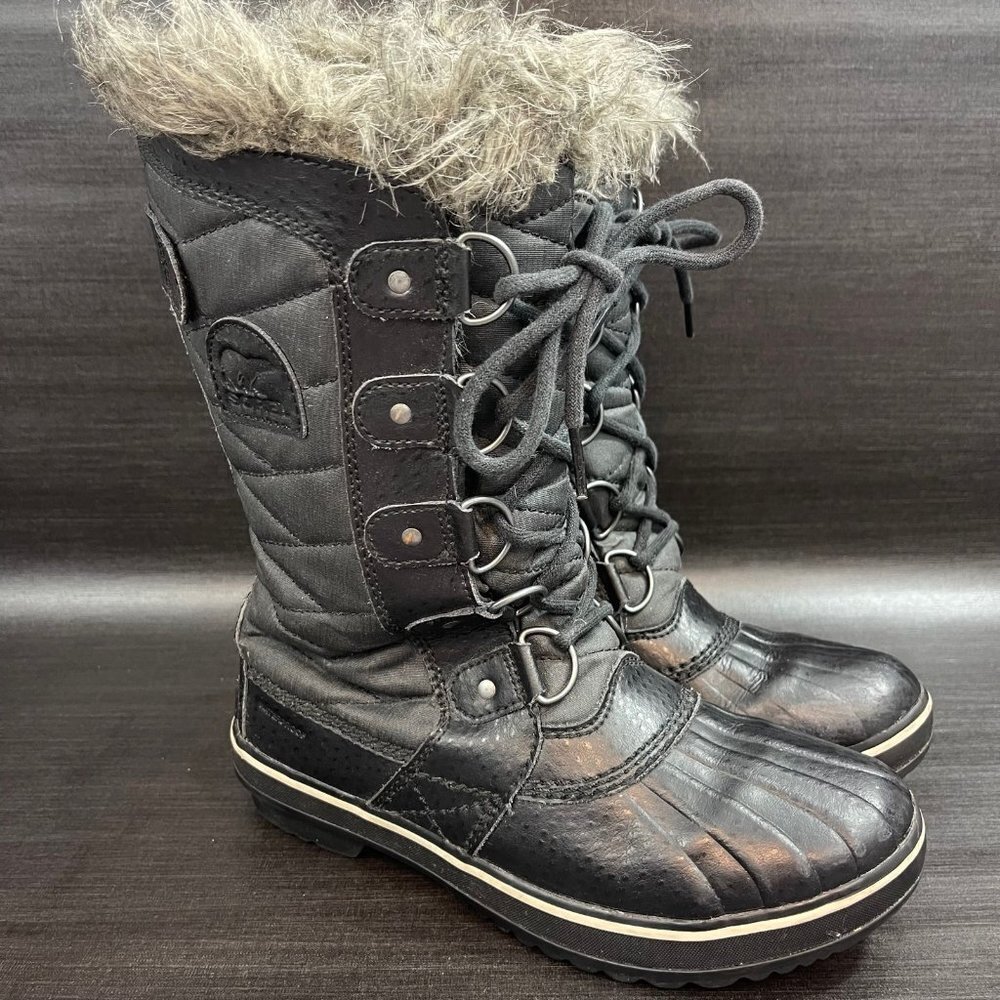 Sorel Tofino II Women’s size 5 Waterproof Black Winter Lined Faux Fur Boots - Picture 2 of 12